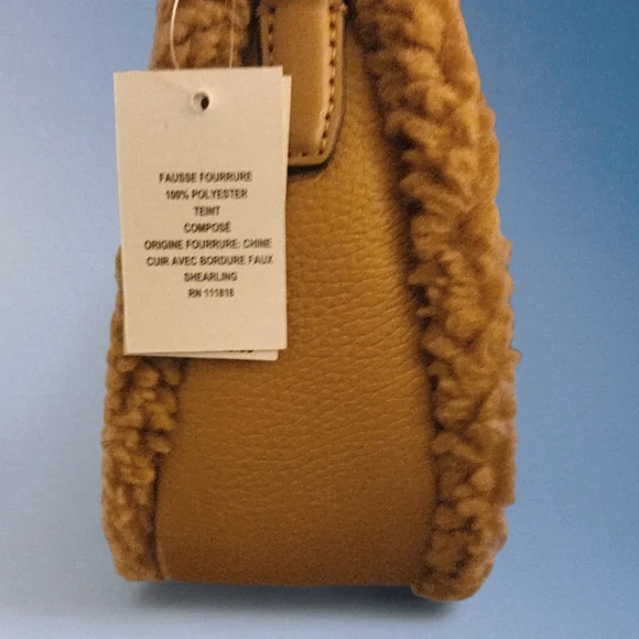 Michael Kors Carmela CrossBody Bag Chain Leather Shearling Faux Fur Trim NWT - Picture 6 of 15